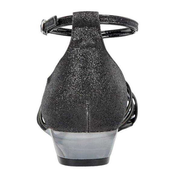 Easy Street TARRAH Women's Evening Ankle Strap Wedge Heel Sandals  Black Glitter - Picture 3 of 5